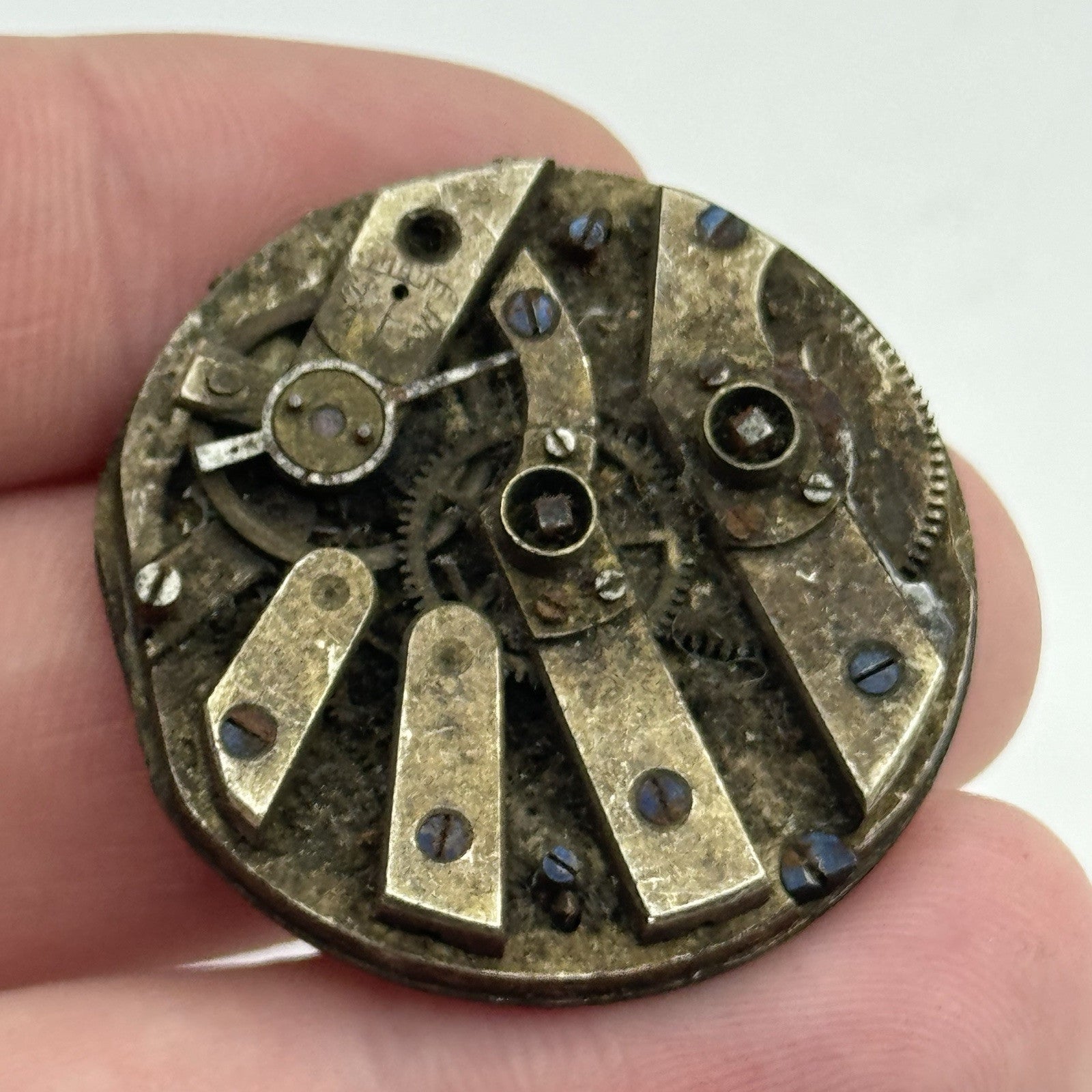 34mm Antique Beautiful Porcelain Dial Pocket Watch Movement - PARTS REPAIR