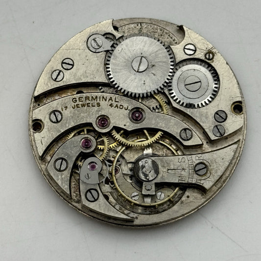 38.5mm High Grade Germinal 17 Jewels 4 Adj Pocket Watch Movement - PARTS REPAIR