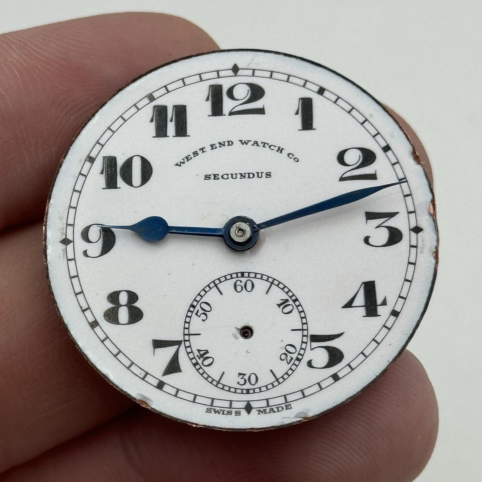 34mm West End Watch Secundus Vintage Trench Watch Dial Hands Main Plate PARTS