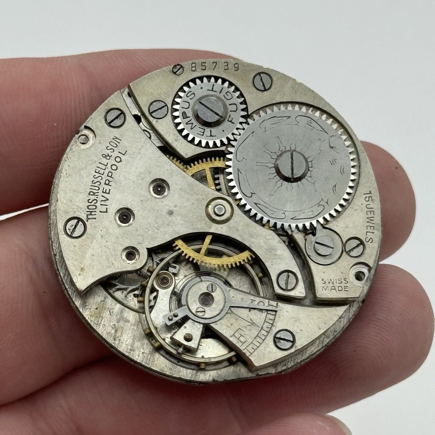 41.7mm Thomas Russell & Son Tempus Fugit Hunter Pocket Watch Movement PARTS