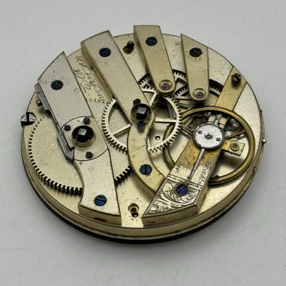 43.2mm Antique Good Balance S Silverstone Cylinder Pocket Watch Movement PARTS