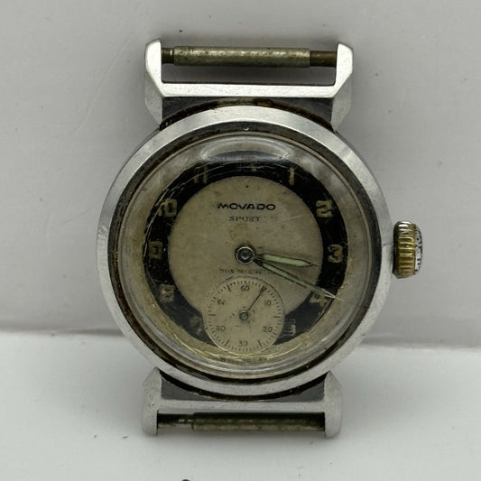 28mm Running Movado Sport FB Patent Francois Borgel Military Watch - TO RESTORE