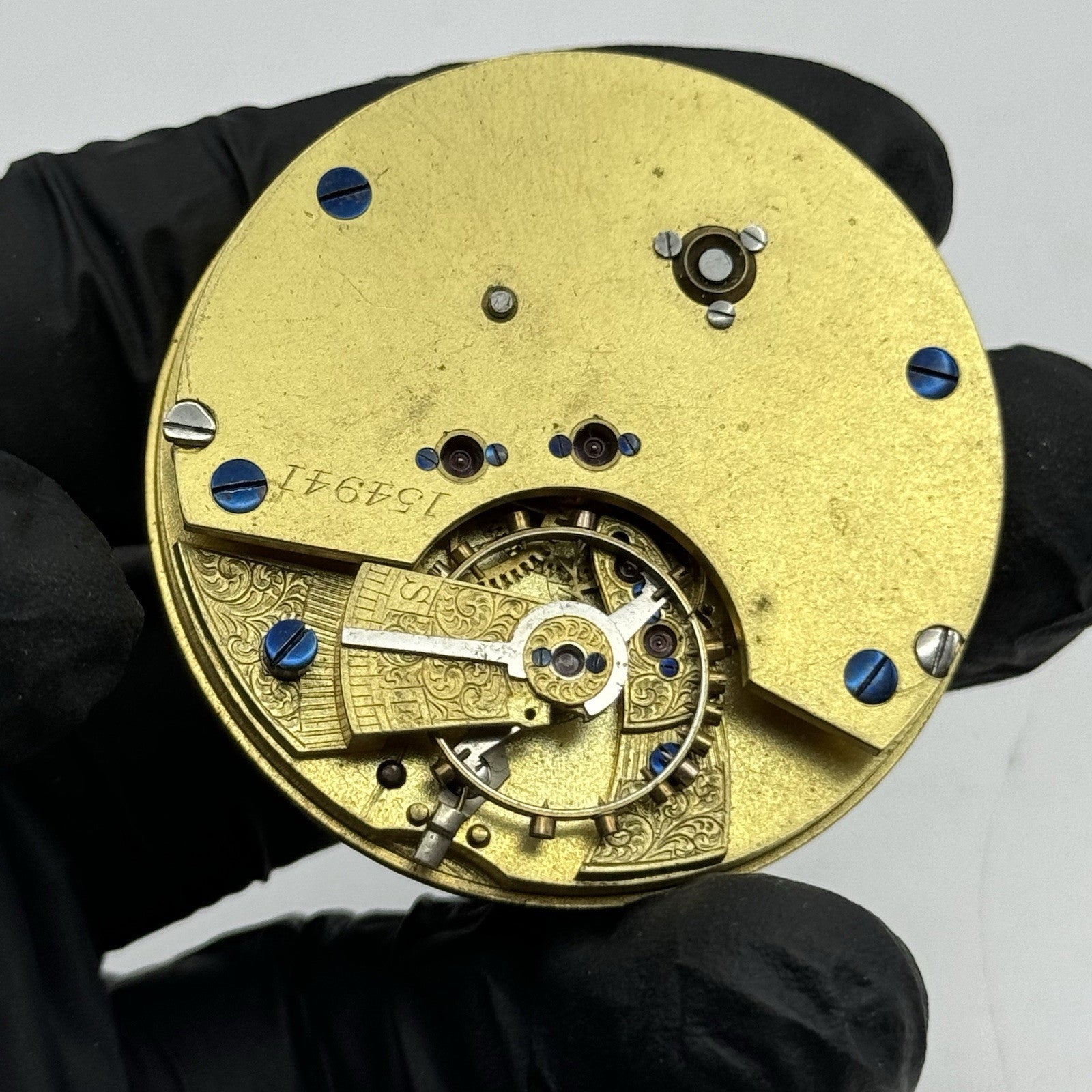 47.2mm Antique English Chronograph Pocket Watch Movement - PARTS REPAIR SPARES
