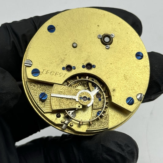 47.2mm Antique English Chronograph Pocket Watch Movement - PARTS REPAIR SPARES