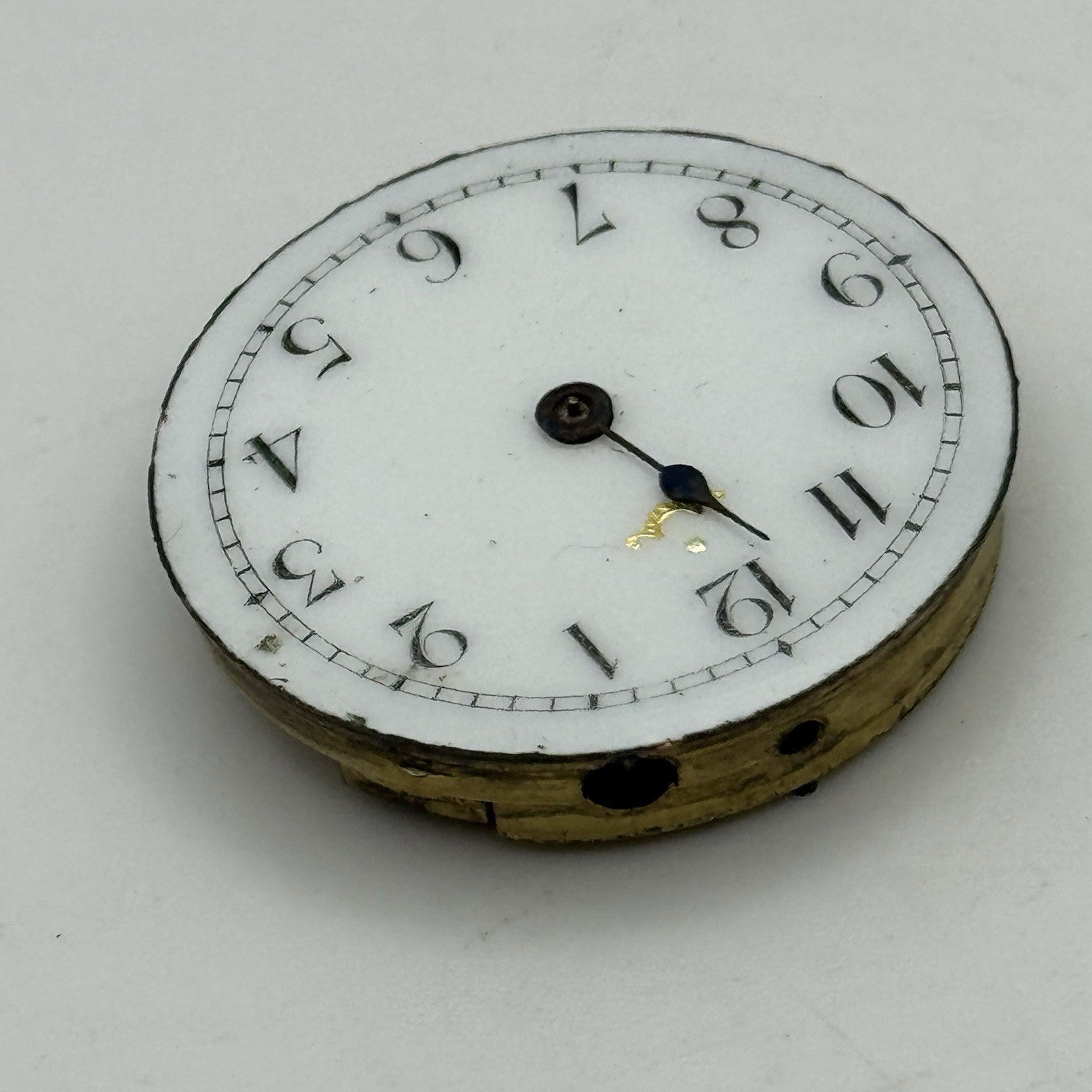 33mm Antique Beautiful Porcelain Dial Gun Metal Grey Fob Pocket Watch PARTS
