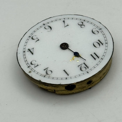 33mm Antique Beautiful Porcelain Dial Gun Metal Grey Fob Pocket Watch PARTS