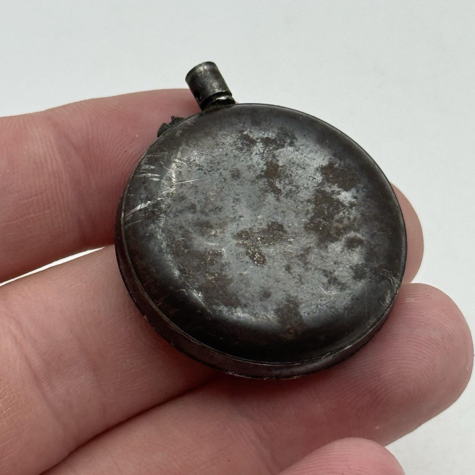 33mm Antique Beautiful Porcelain Dial Gun Metal Grey Fob Pocket Watch PARTS