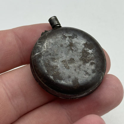 33mm Antique Beautiful Porcelain Dial Gun Metal Grey Fob Pocket Watch PARTS