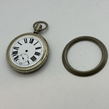 57mm Vintage Screw Case Roman Numerals Swiss Sub Secs Pocket Watch PARTS REPAIR