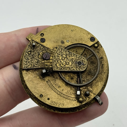 46.3mm Antique Fusee Pocket Watch Movement - Chain Present PARTS REPAIR SPARES