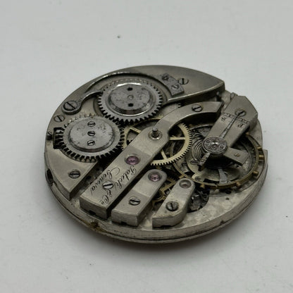 42.8mm Rare Antique Pateck & Co Geneva Swiss Pocket Watch Movement TO RESTORE