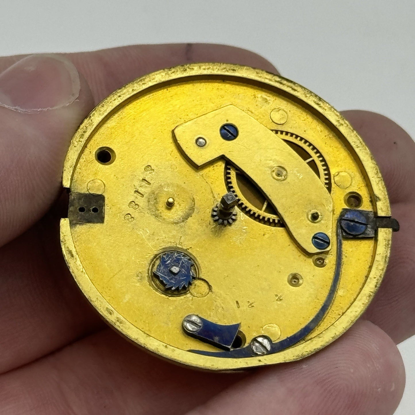 40.9mm Antique Joseph Taylor Pontefract Fusee Pocket Watch Movement - PARTS
