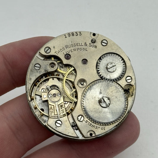 43mm Thomas Russell & Son Liverpool Good Balance Pocket Watch Movement PARTS