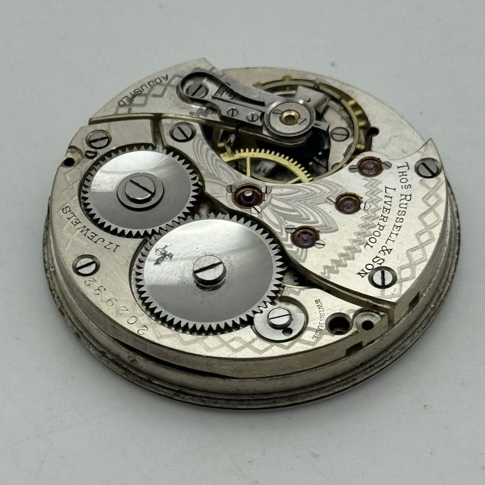 40.9mm High Grade Thomas Russell & Son Open Face Pocket Watch Movement PARTS