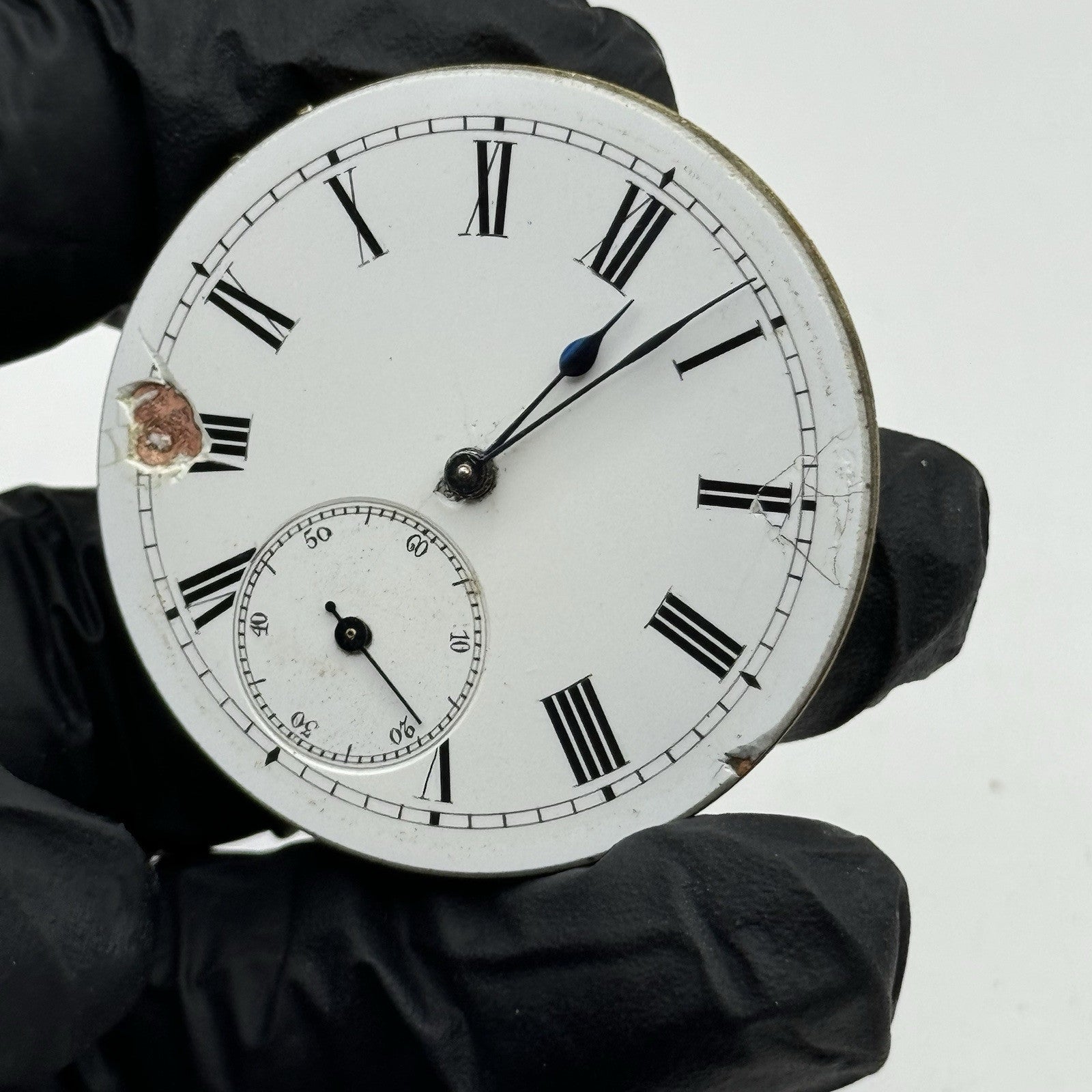 42.9mm Antique Key Wound Pocket Watch Movement - Roman Numerals PARTS REPAIR