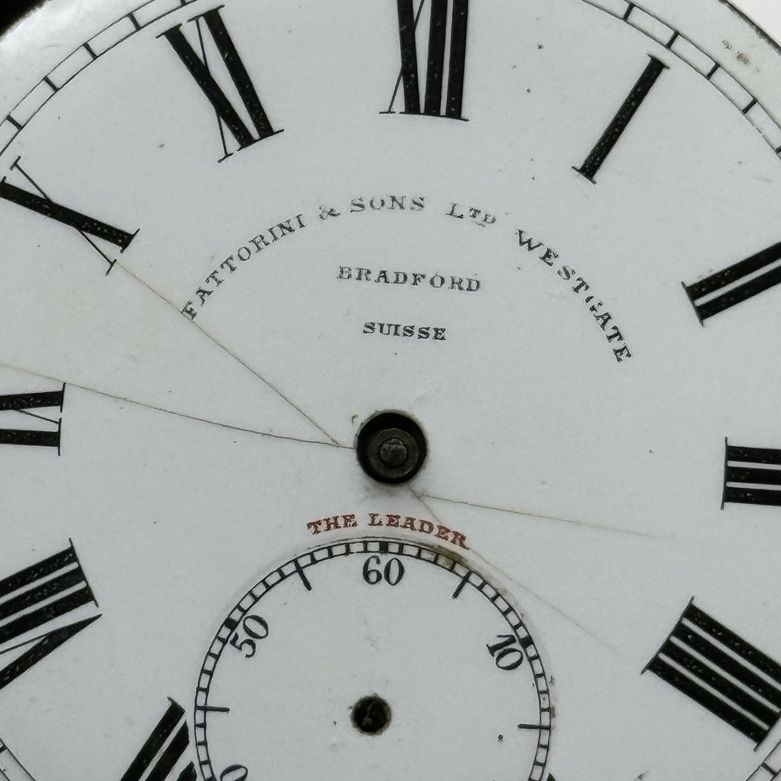 43.9mm Antique Fattorini & Sons Bradford The Leader Pocket Watch Movement PARTS