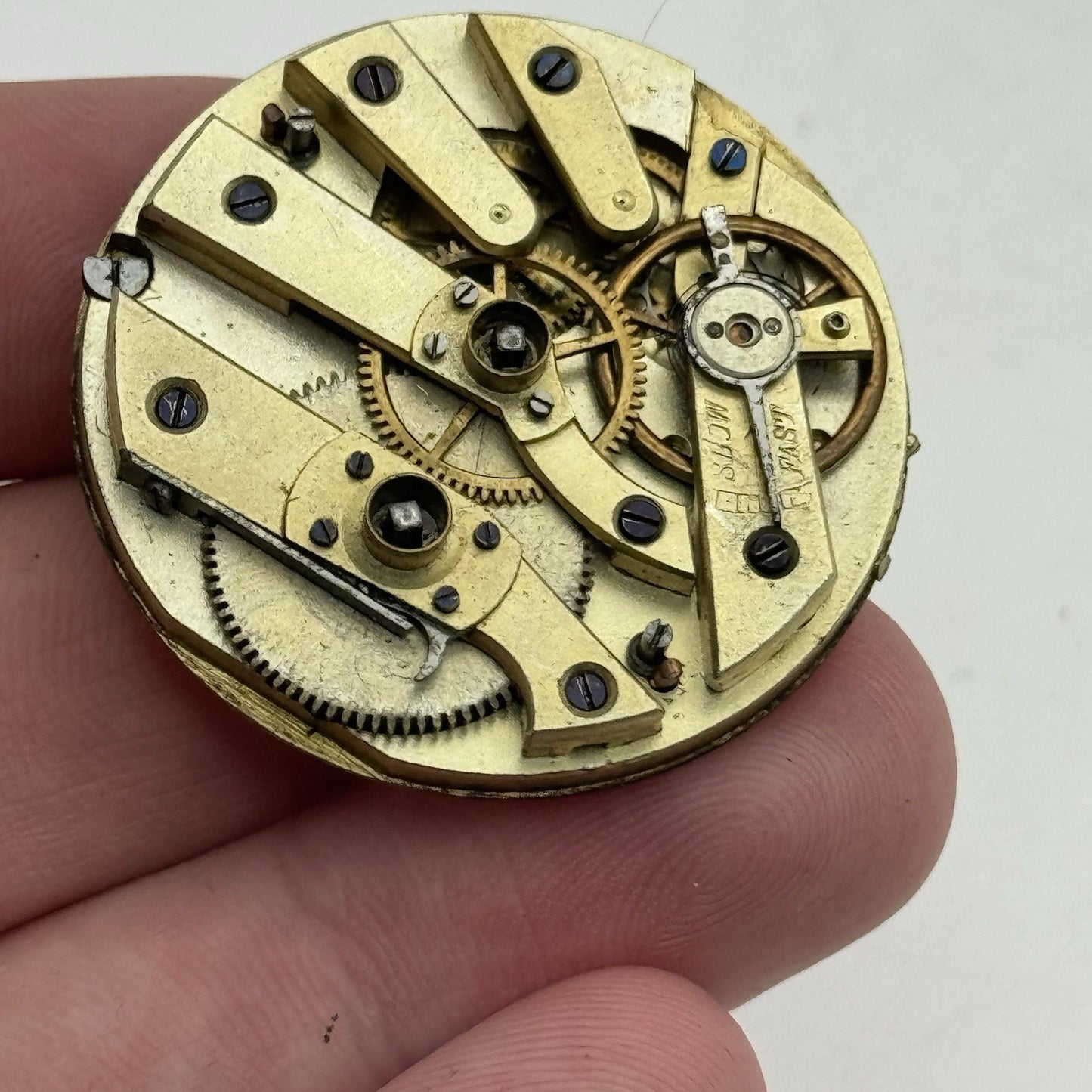 36.1mm Antique Beautiful Porcelain Dial Pocket Watch Movement - Balance Ok PARTS