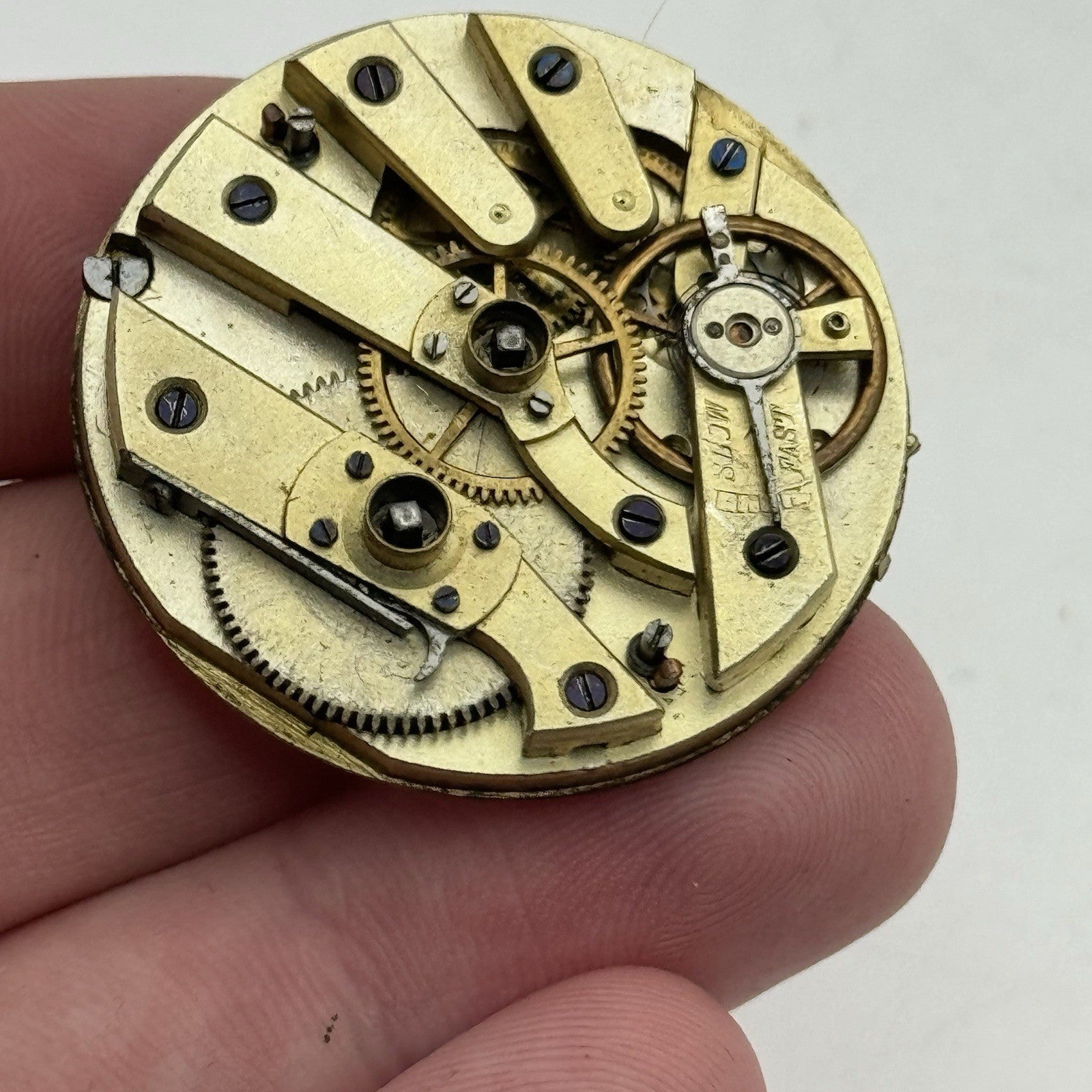 36.1mm Antique Beautiful Porcelain Dial Pocket Watch Movement - Balance Ok PARTS