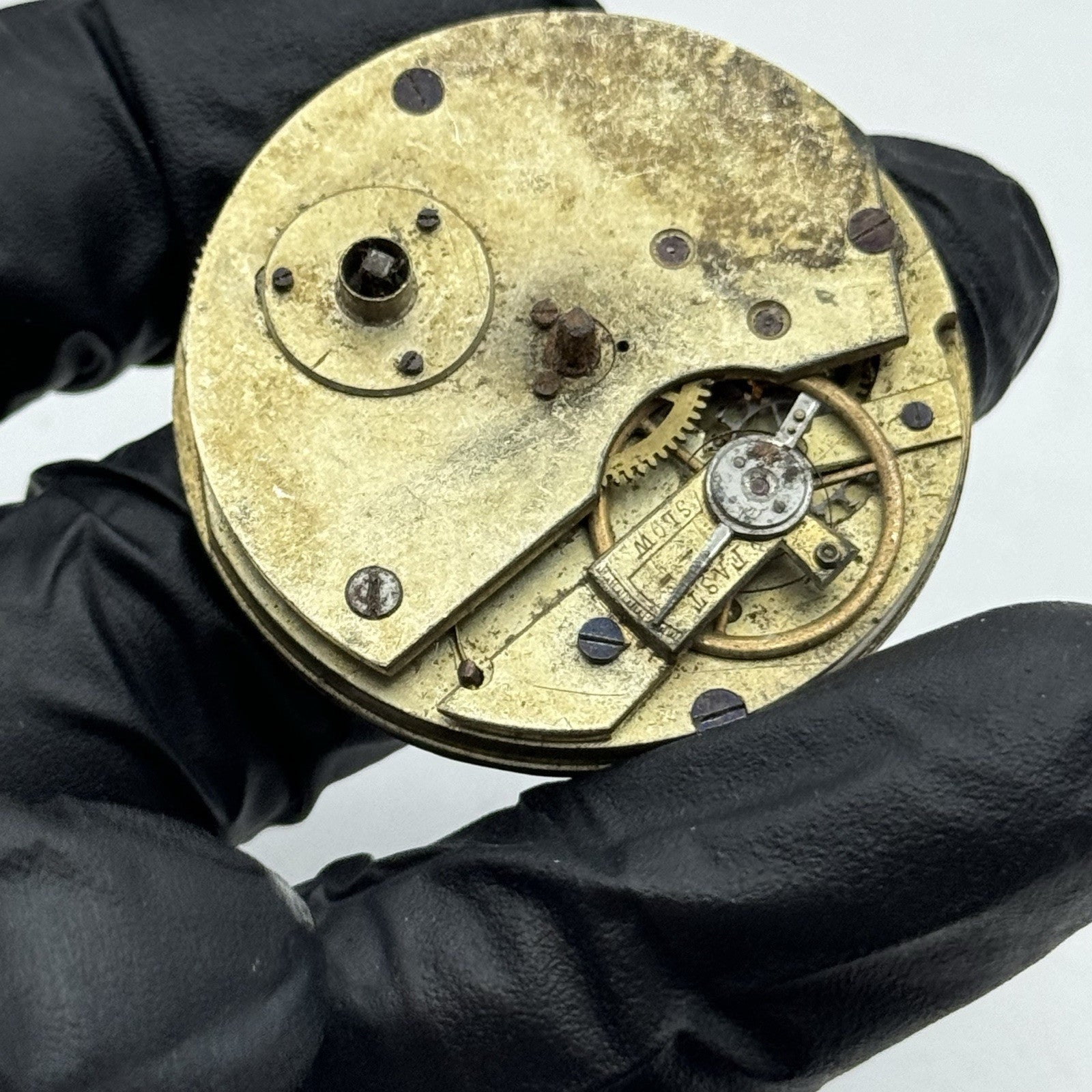 40.7mm Antique Key Wound Roman Numerals Pocket Watch Movement - PARTS REPAIR