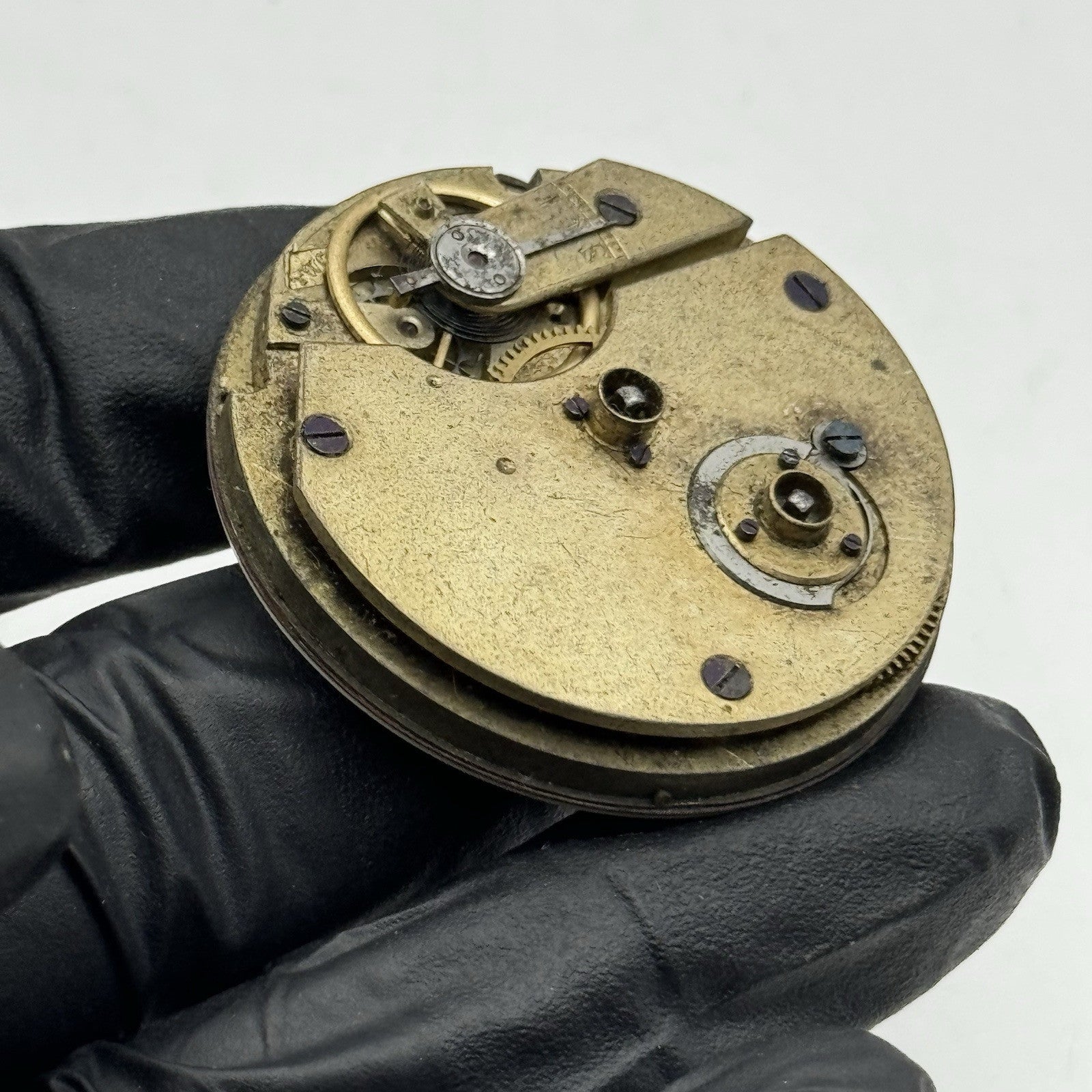 43.2mm Antique Key Wound Pocket Watch Movement - Roman Numerals PARTS REPAIR
