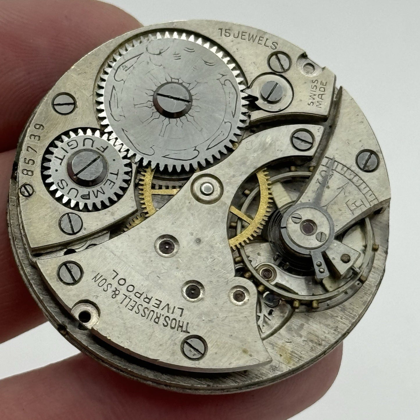 41.7mm Thomas Russell & Son Tempus Fugit Hunter Pocket Watch Movement PARTS