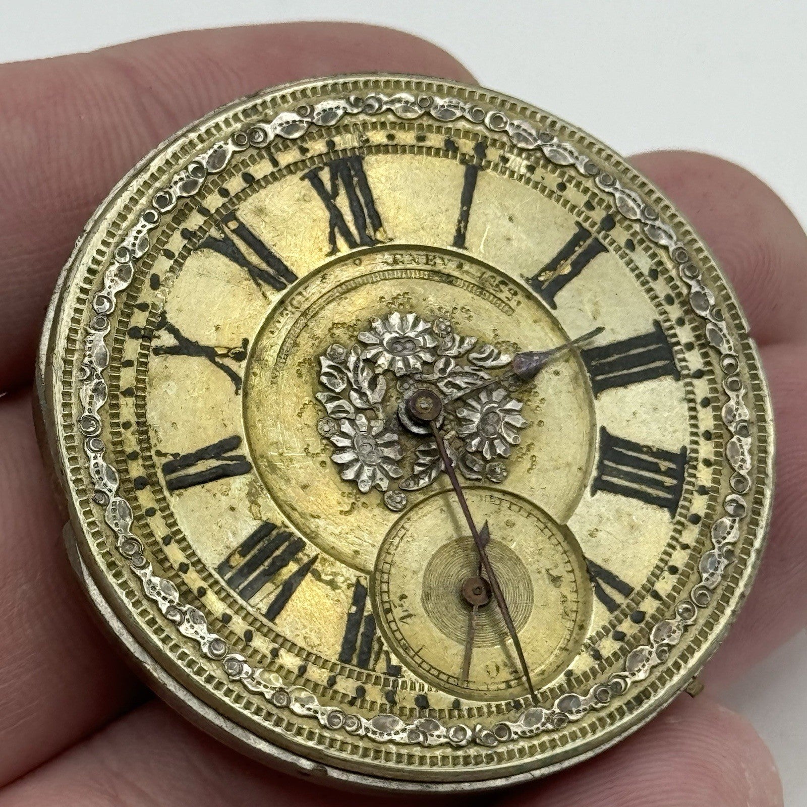 42.8mm Rare Antique Pateck & Co Geneva Swiss Pocket Watch Movement TO RESTORE