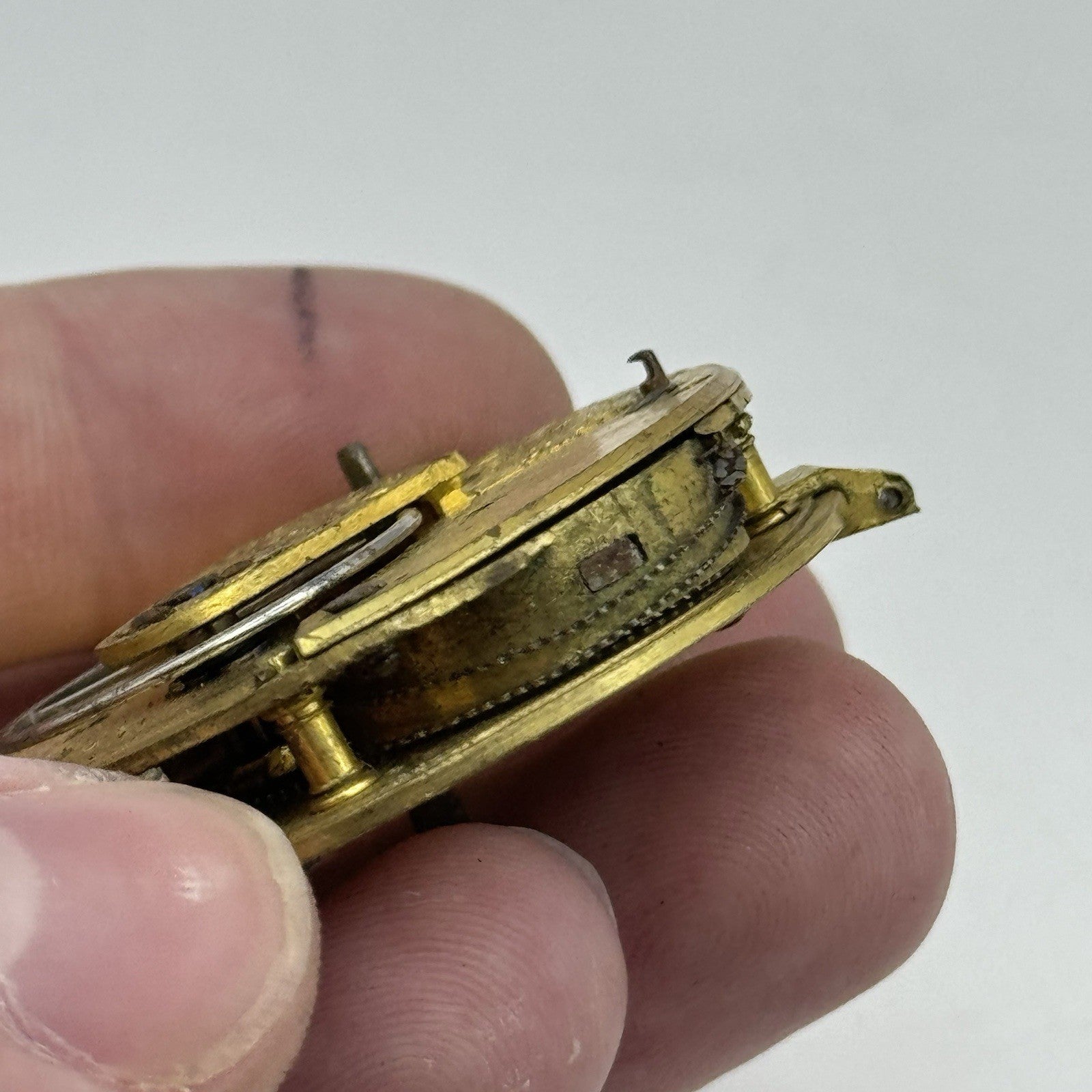 43.5mm Antique Fusee Pocket Watch Movement - Chain Present PARTS REPAIR SPARES