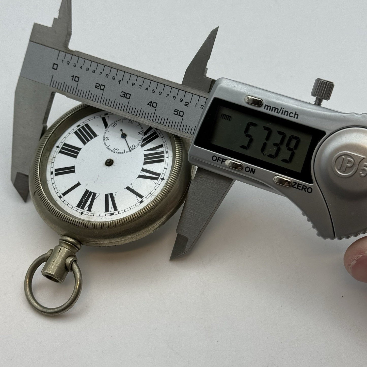 57mm Vintage Screw Case Roman Numerals Swiss Sub Secs Pocket Watch PARTS REPAIR