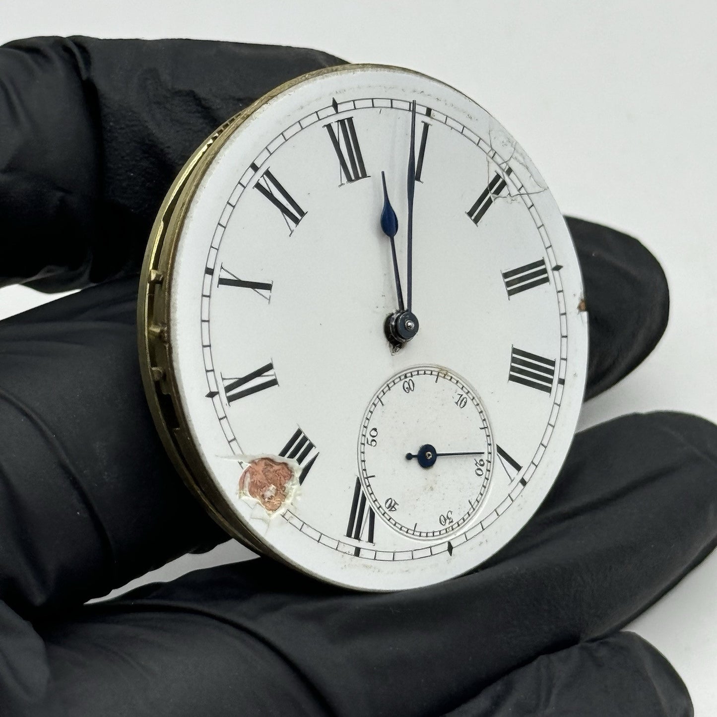 42.9mm Antique Key Wound Pocket Watch Movement - Roman Numerals PARTS REPAIR