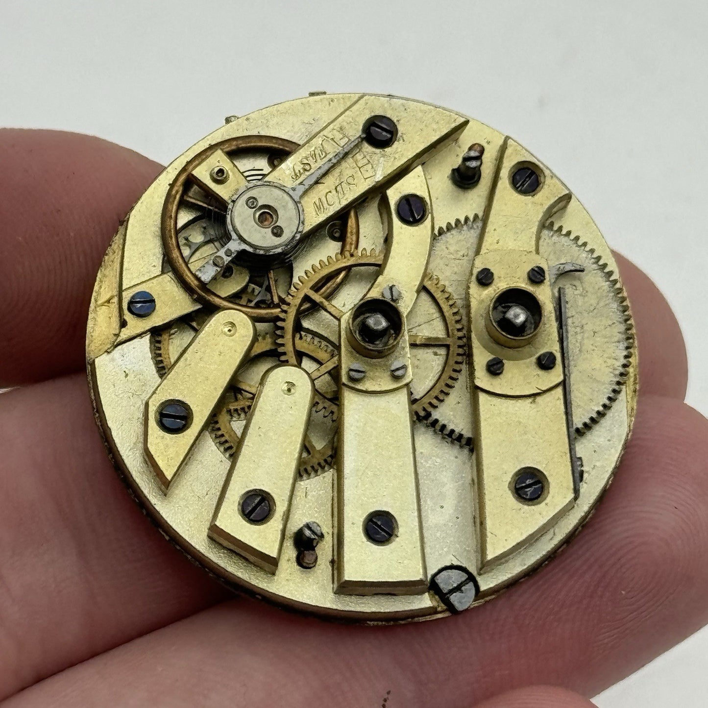 36.1mm Antique Beautiful Porcelain Dial Pocket Watch Movement - Balance Ok PARTS