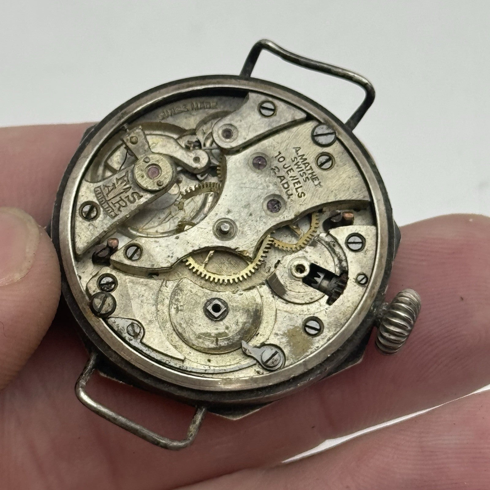 34mm Octagonal Marksman Possibly Silver Trench Watch Vintage TO RESTORE PARTS