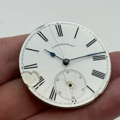43.2mm Antique Good Balance S Silverstone Cylinder Pocket Watch Movement PARTS