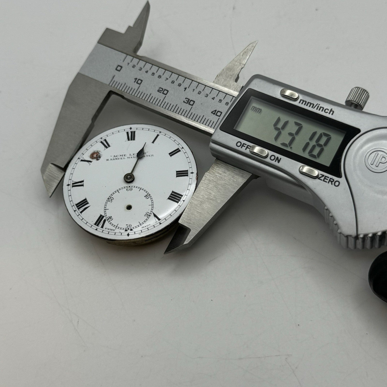 43.1mm Antique H Samuel Acme Lever Patent Balance Pocket Watch Movement - PARTS