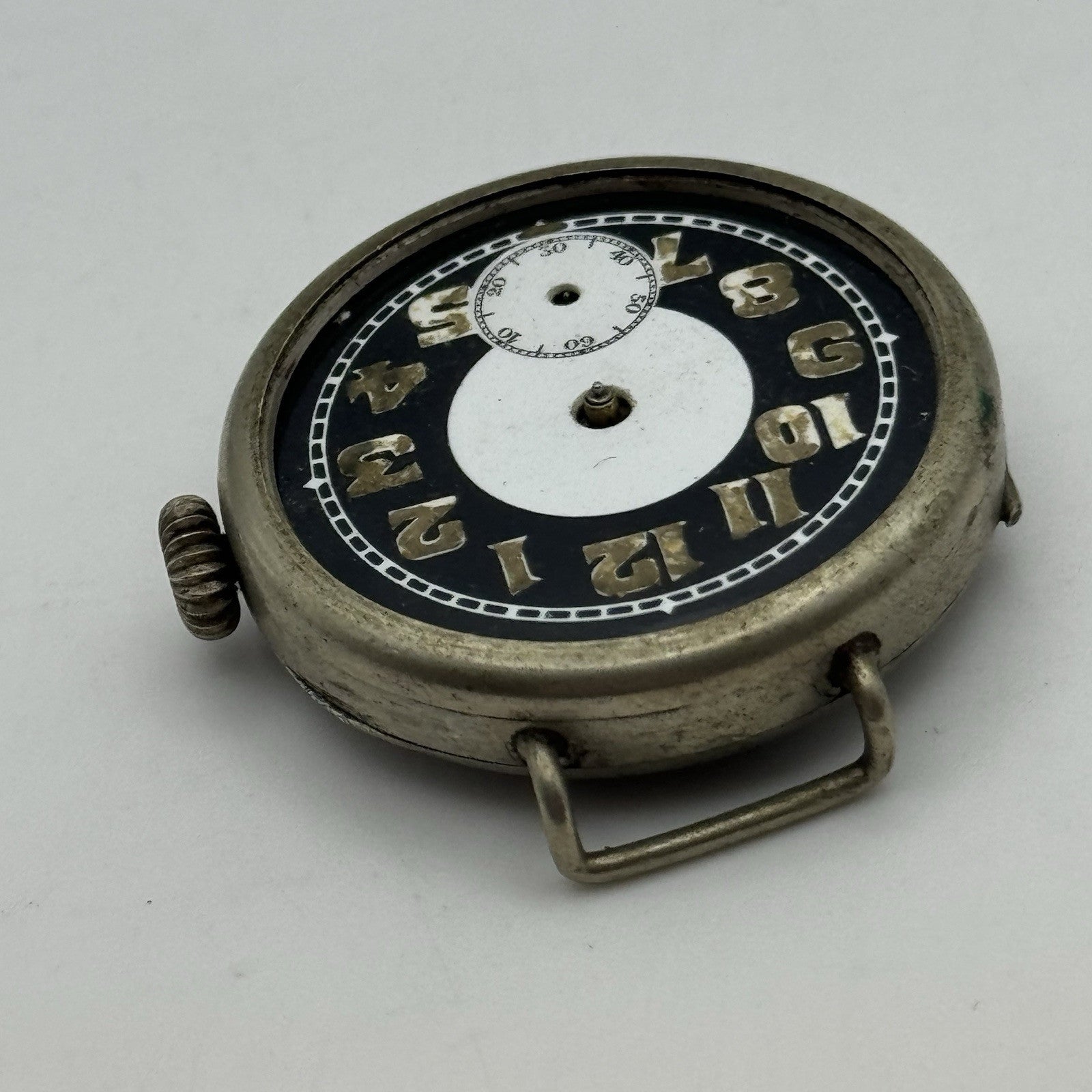 32mm Men’s Rare Black Bullseye Dial Military Trench Watch Swiss Made TO RESTORE