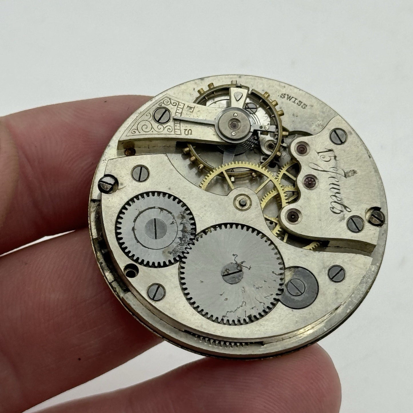 39.6mm 24 Hour Dial RB Maybee Fort William Open Face Pocket Watch Movement PARTS