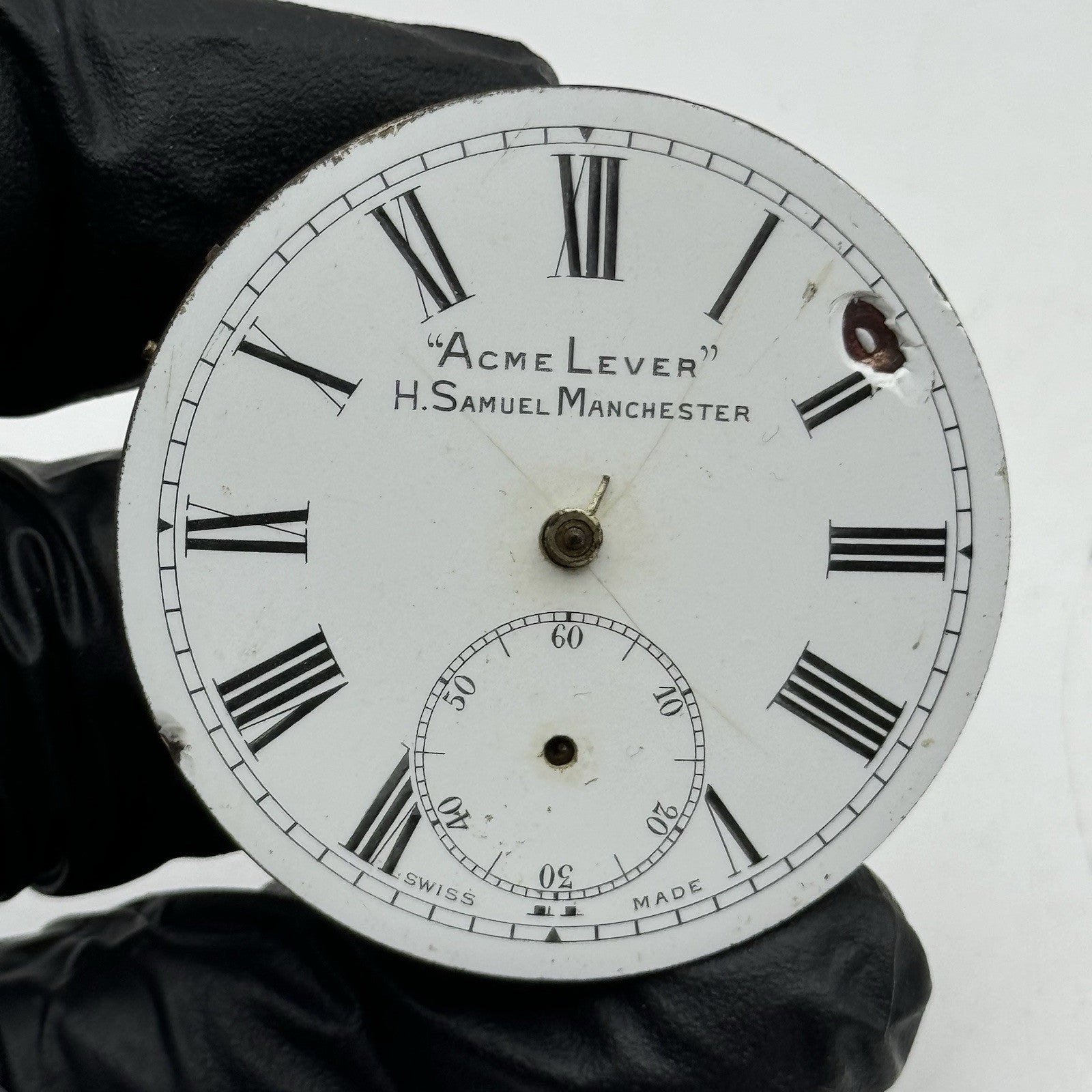 43.5mm Antique H Samuel Acme Lever Key Wound Pocket Watch Movement - PARTS