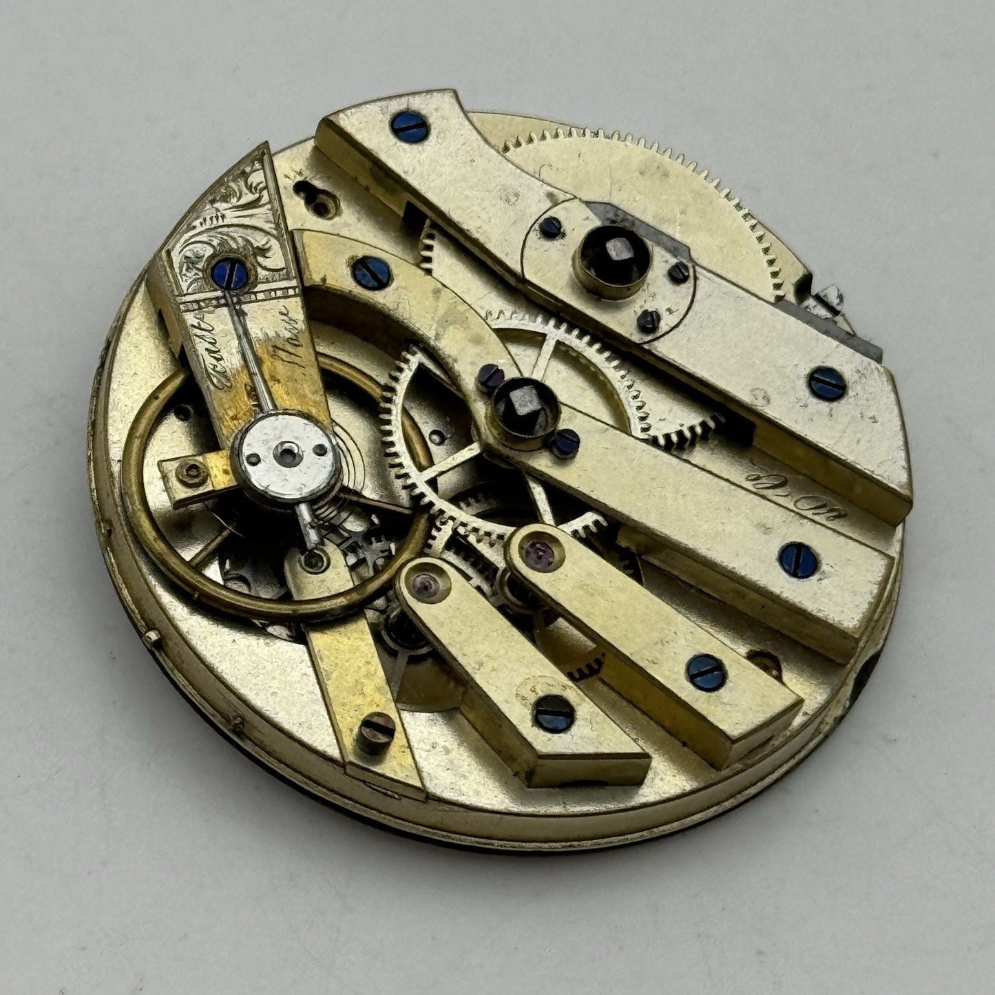 43.2mm Antique Good Balance S Silverstone Cylinder Pocket Watch Movement PARTS
