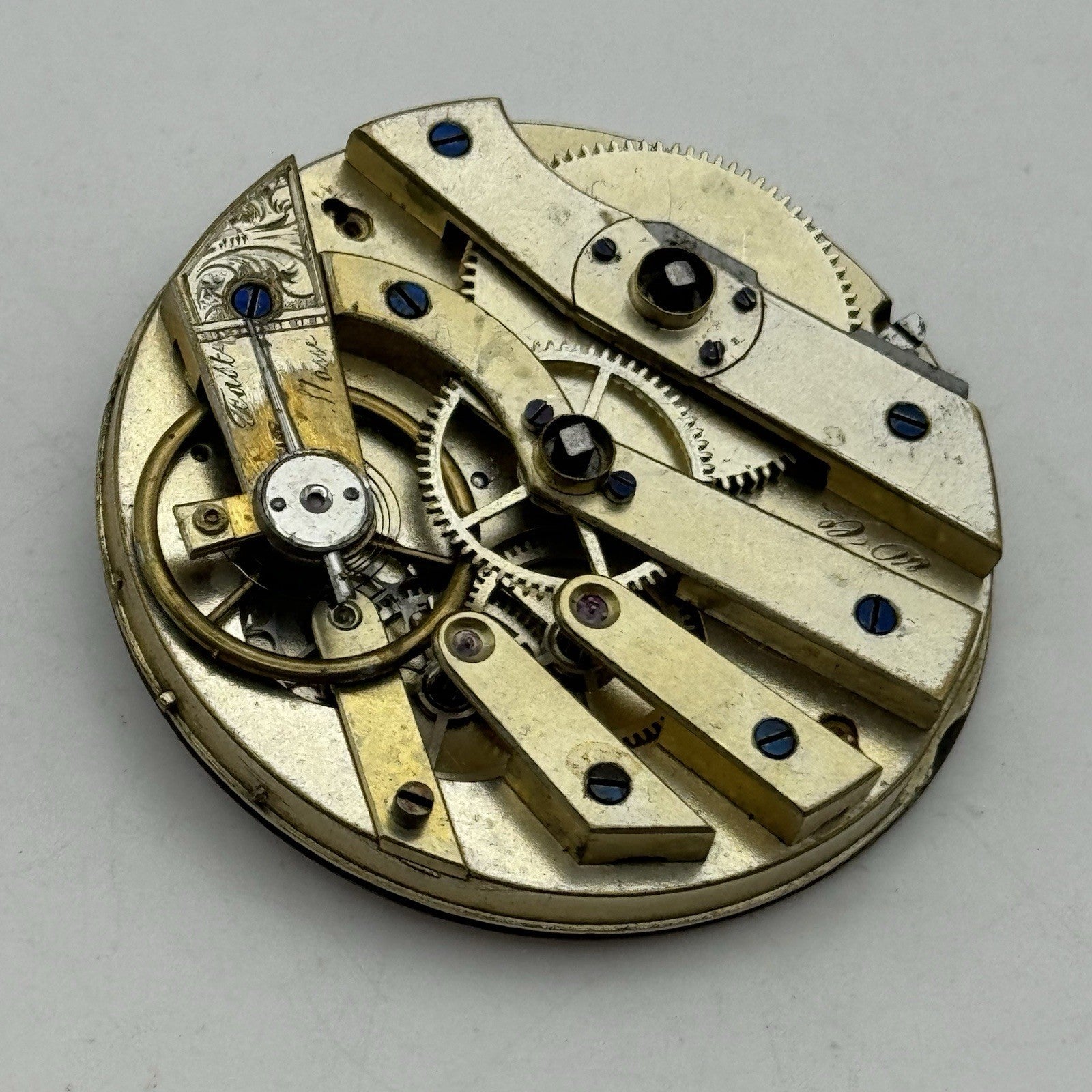 43.2mm Antique Good Balance S Silverstone Cylinder Pocket Watch Movement PARTS