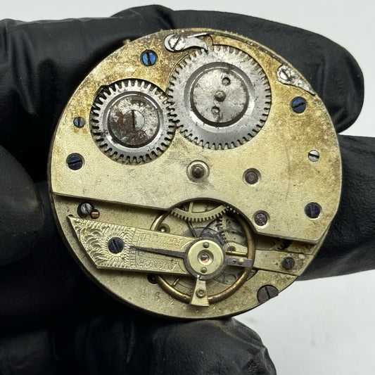 41.2mm Antique Top Wind Roman Numerals Pocket Watch Movement - PARTS REPAIR