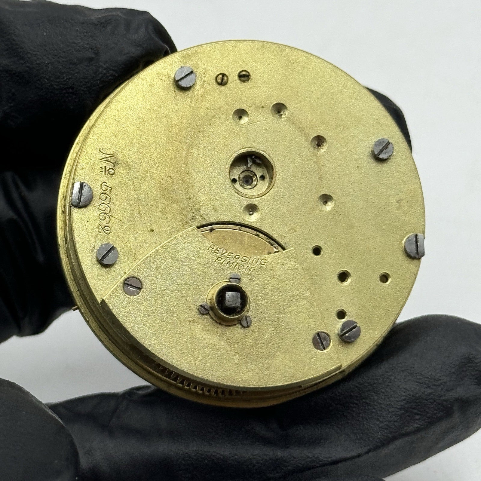 42.9mm Antique English Reversing Pinion Key Wound Pocket Watch Movement - PARTS