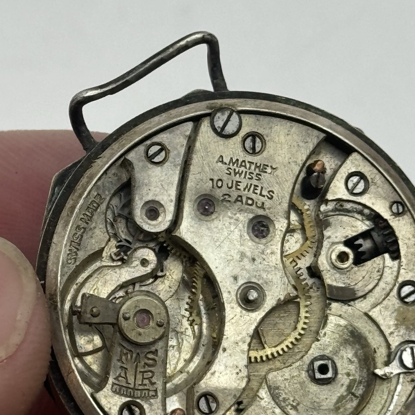 34mm Octagonal Marksman Possibly Silver Trench Watch Vintage TO RESTORE PARTS