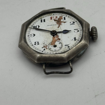 34mm Octagonal Marksman Possibly Silver Trench Watch Vintage TO RESTORE PARTS