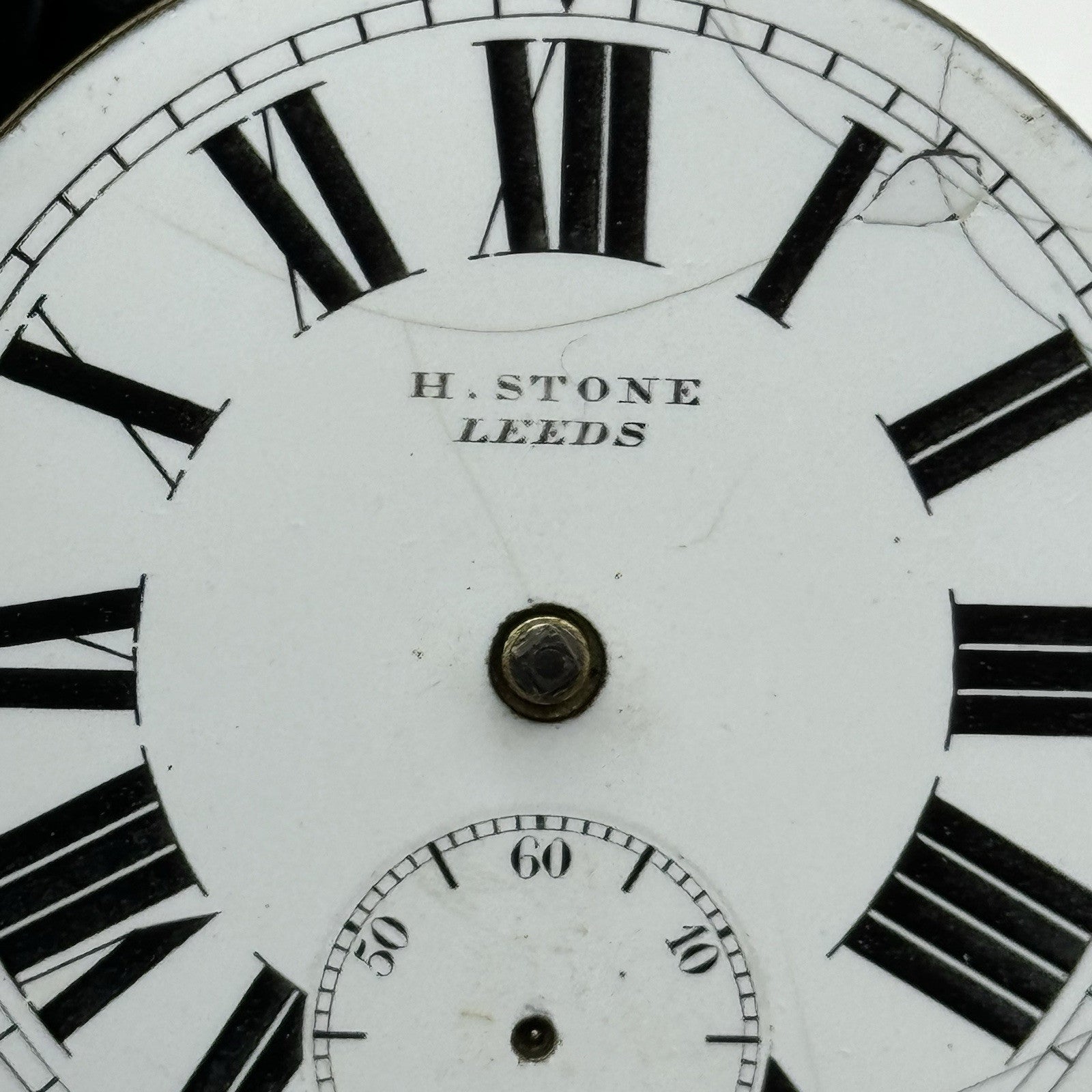 47.2mm Antique H Stone Leeds Key Wound Partial Pocket Watch Movement - PARTS
