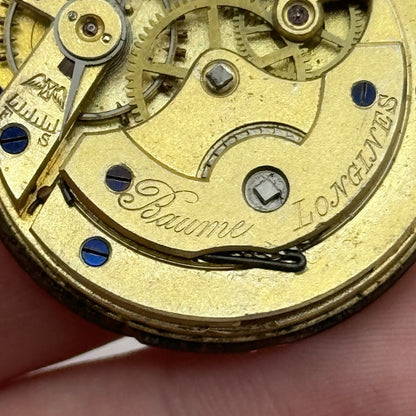 33.8mm Antique Longines Baume Key Wound Swiss Pocket Watch Movement PARTS REPAIR
