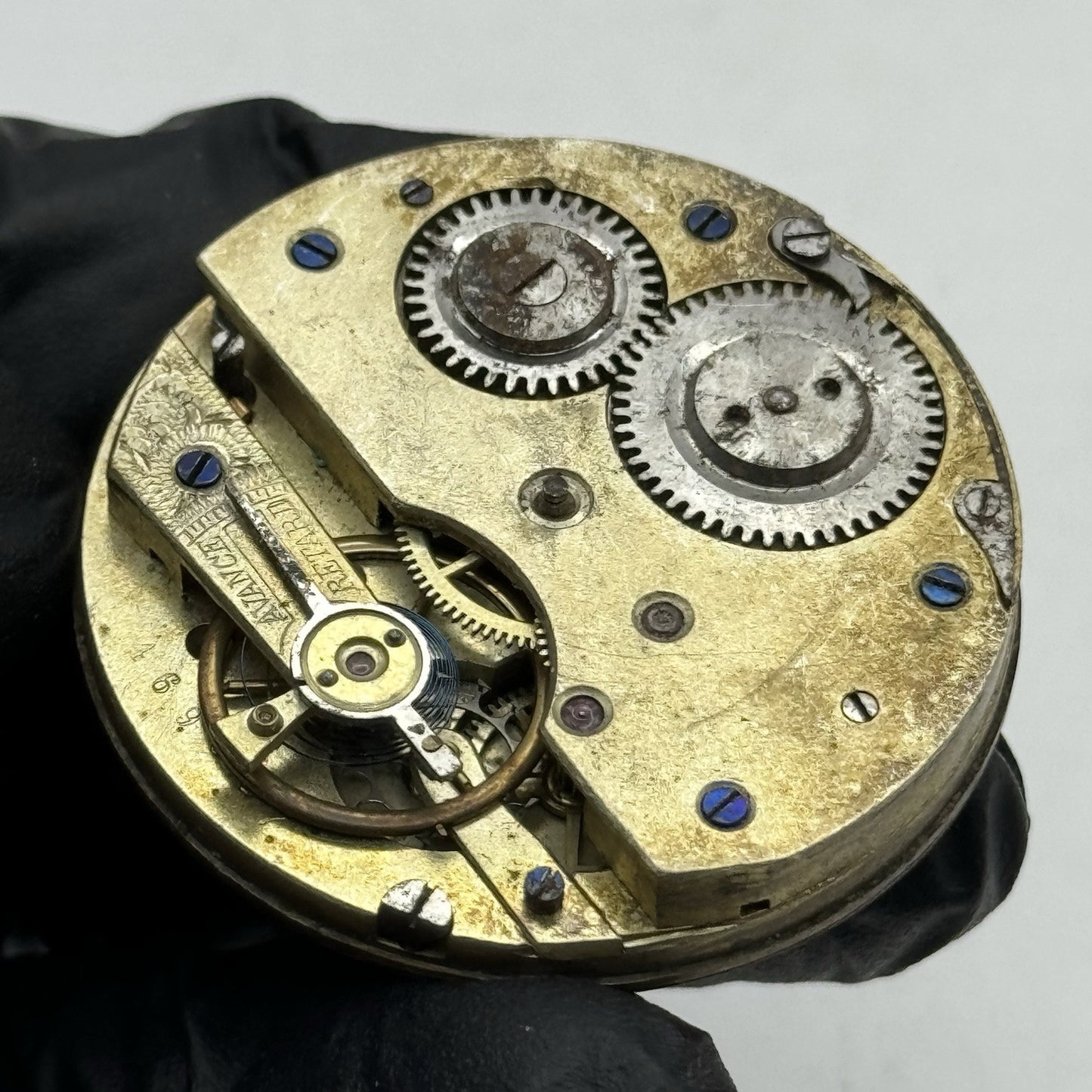 41.2mm Antique Top Wind Roman Numerals Pocket Watch Movement - PARTS REPAIR