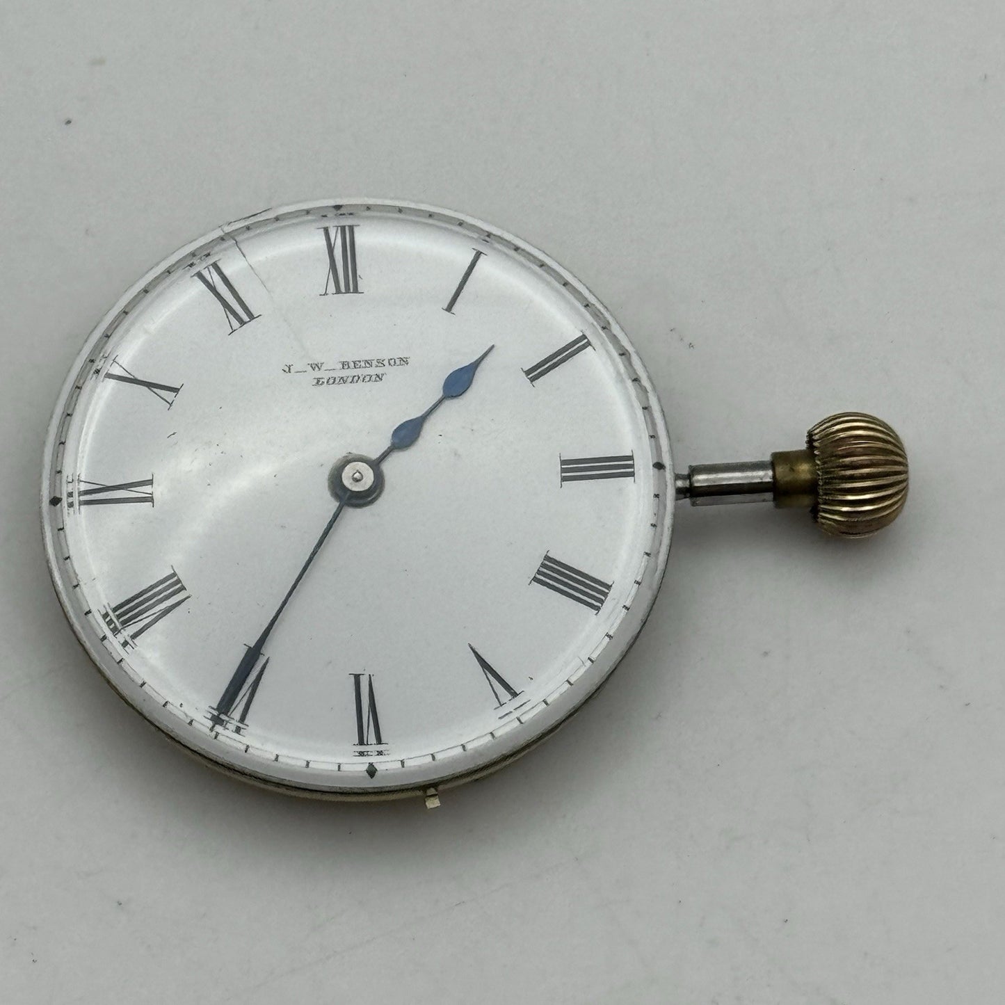 32mm Antique High Grade J W Benson Cylinder Fob Pocket Watch Movement TO RESTORE