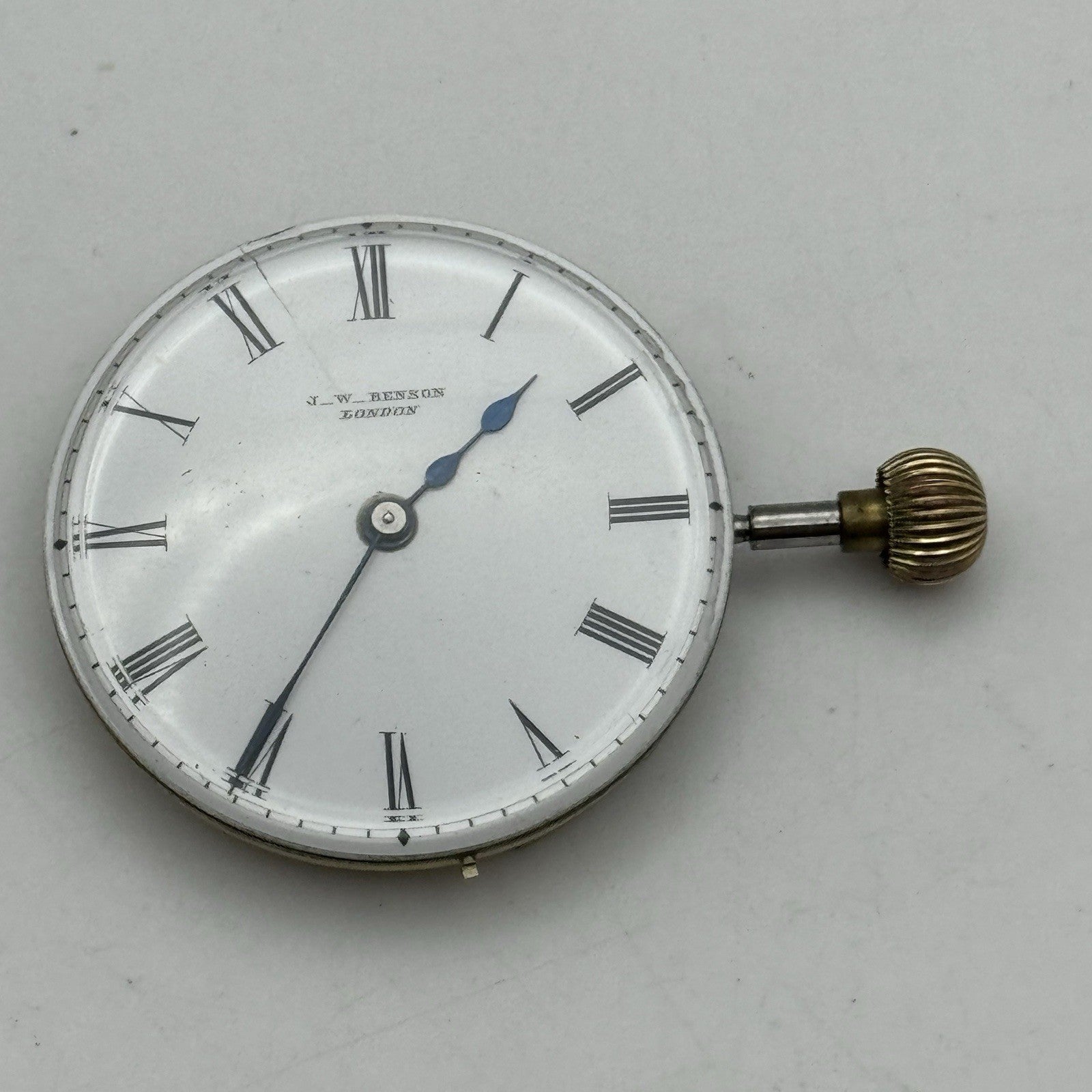 32mm Antique High Grade J W Benson Cylinder Fob Pocket Watch Movement TO RESTORE
