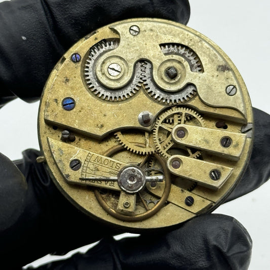 43.1mm Interesting Antique Pocket Watch Movement - Porcelain Dial PARTS REPAIR