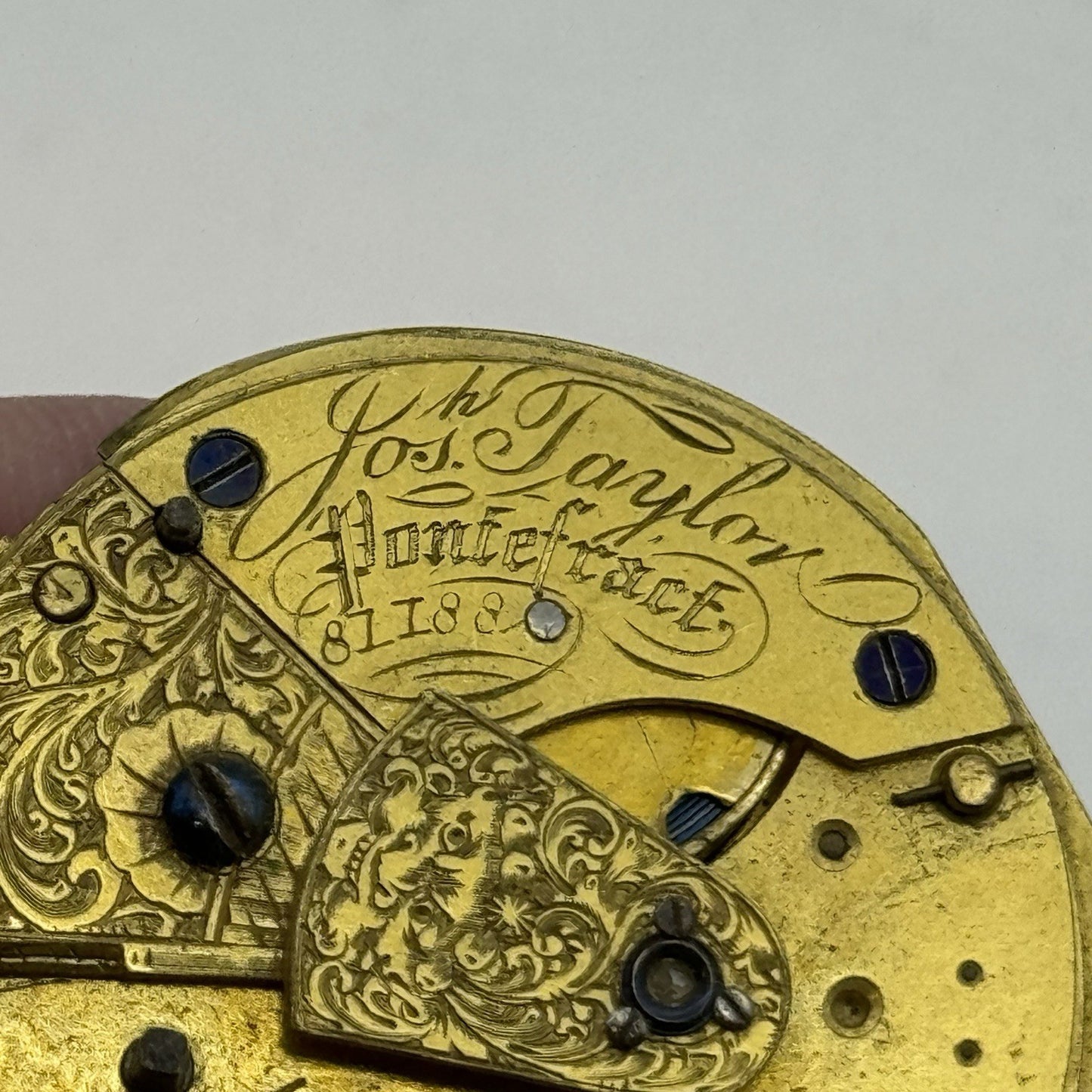 40.9mm Antique Joseph Taylor Pontefract Fusee Pocket Watch Movement - PARTS