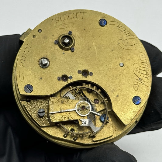 49mm William Owen Leeds Centre Seconds Chronograph Pocket Watch Movement - PARTS